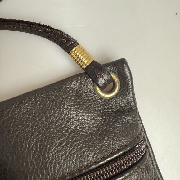 Gio Made in Italy Leather Crossbody Coin Phone Wallet Dark Brown 6.5"x9" EUC - Picture 9 of 14